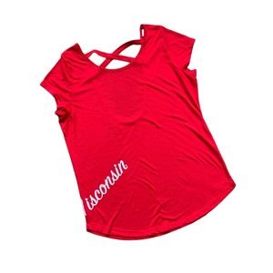 UW MADISON Women's Size XL Short Sleeve Backless Red Tee Shirt Extra Large